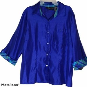 Sag Harbor women's plus size 18W elegant silky button up shirt. 691